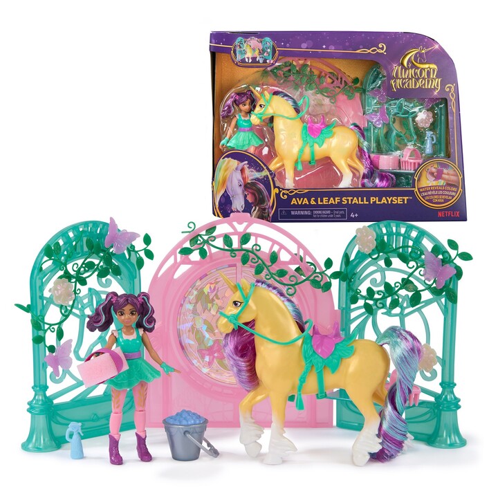 Unicorn Academy - Set da gioco con bancarella Ava e Leaf