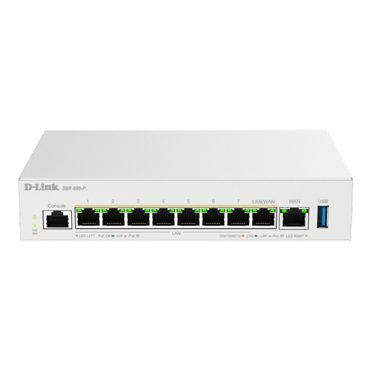 VPN router firewall switch d-link dbr-600-p 1xgiga/2.5g wan 1xgiga/2.5g wan/lan 7xgiga/2.5g/lan poe