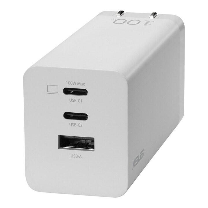ASUS AC100-02 power supply, GaN technology, 100 watts, Fast Charge, white
