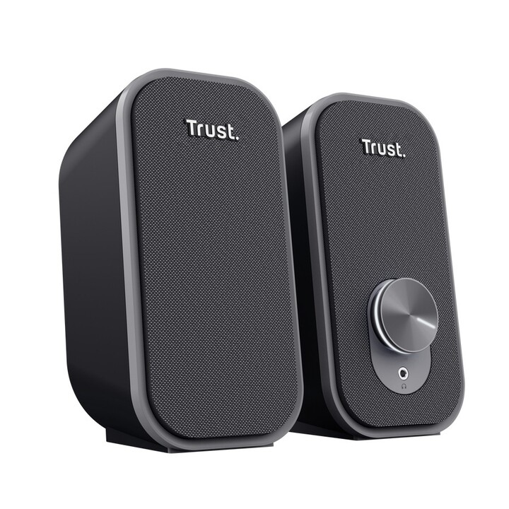 Enceintes Trust Ador 2.0, 12 W, noires, prise jack 3,5 mm, contrôle du volume, alimentation USB