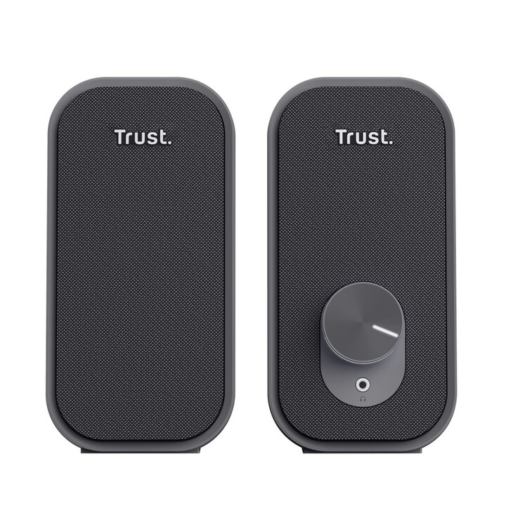 Altavoces 2.0 trust ador 12w color negro jack 3.5mm control de volumen alimentado por usb