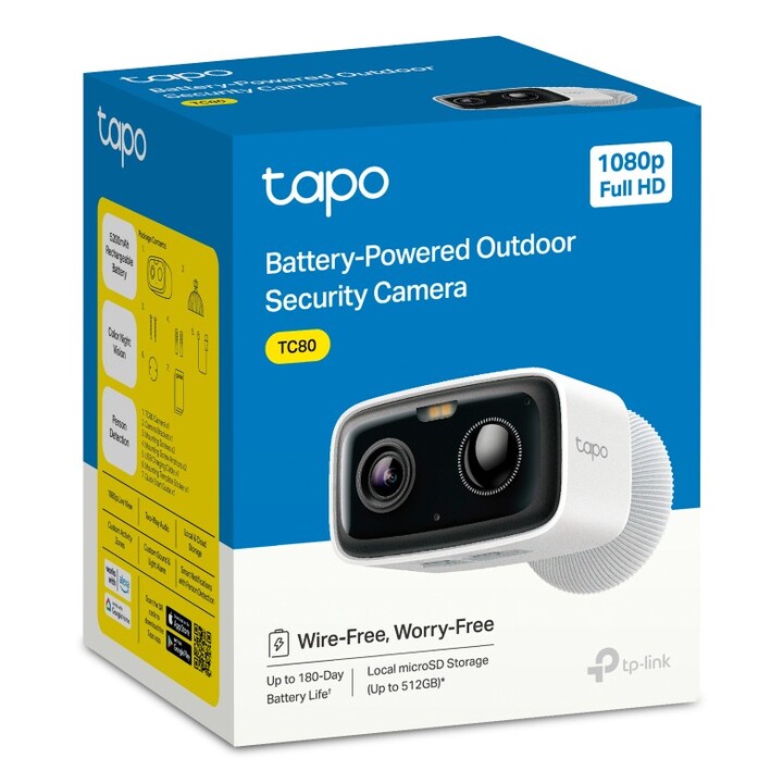 Outdoor IP camera wifi tp-link tapo tc80 ip65 fhd 2mp battery wireless two-way audio