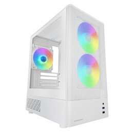 Mars Gaming Mconyxw Micro-ATX-Gehäuse, weißes Seitenteil, Frontglas, Mesh-Einbaurahmen, 292 mm