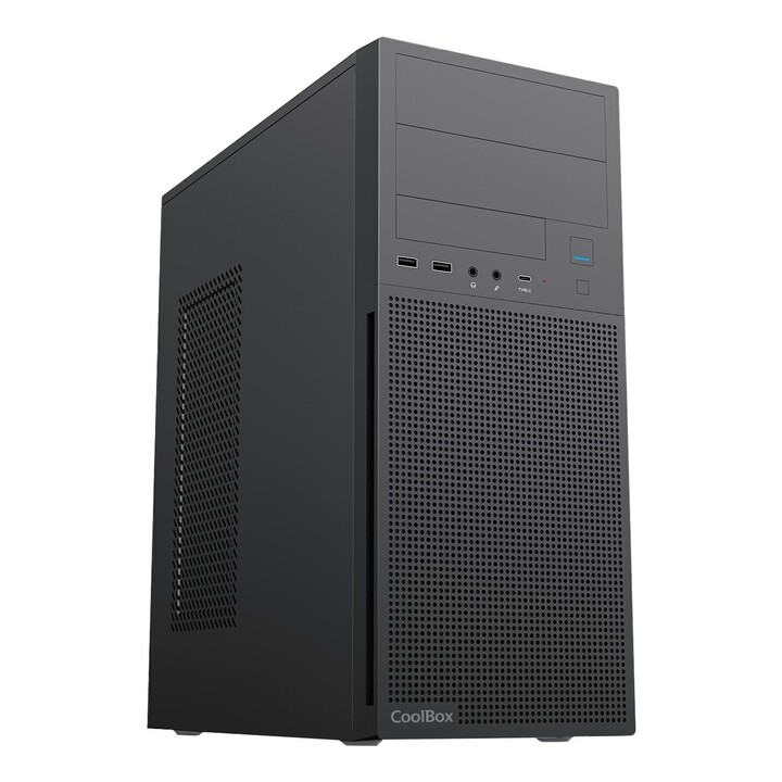 Gabinete Coolbox A780 GPU Max Mid-Tower ATX. Conector USB-C de 310 mm na cor preta.
