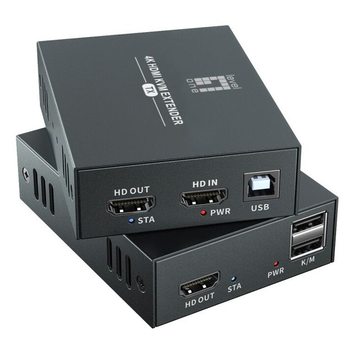 Extensor hdmi 4k + usb sobre cat6 hasta 100 metros level one hve-8111