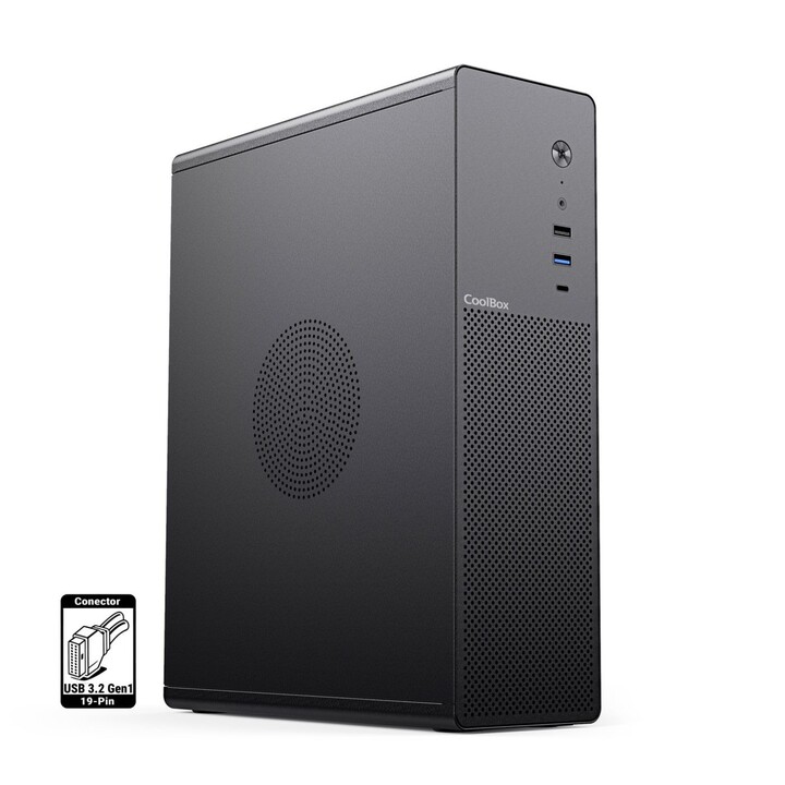 CoolBox CAJA MATX SLIM T100 USB-C 3.2 GEN1 FULL METAL S/FTE + 1 VENT. 90MM