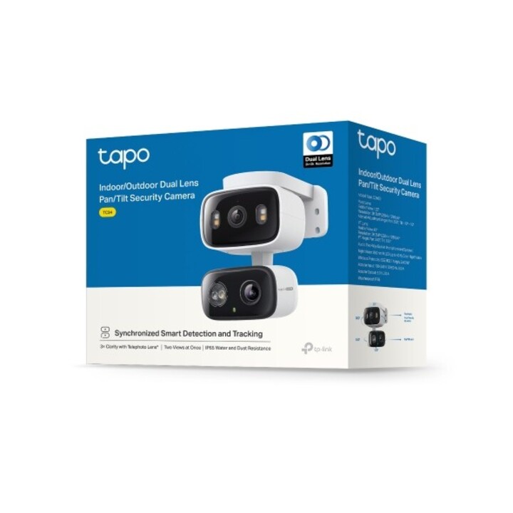 Camara ip wifi tp-link tapo tc34 doble camara 125? y teleobjetivo con movimiento ip65
