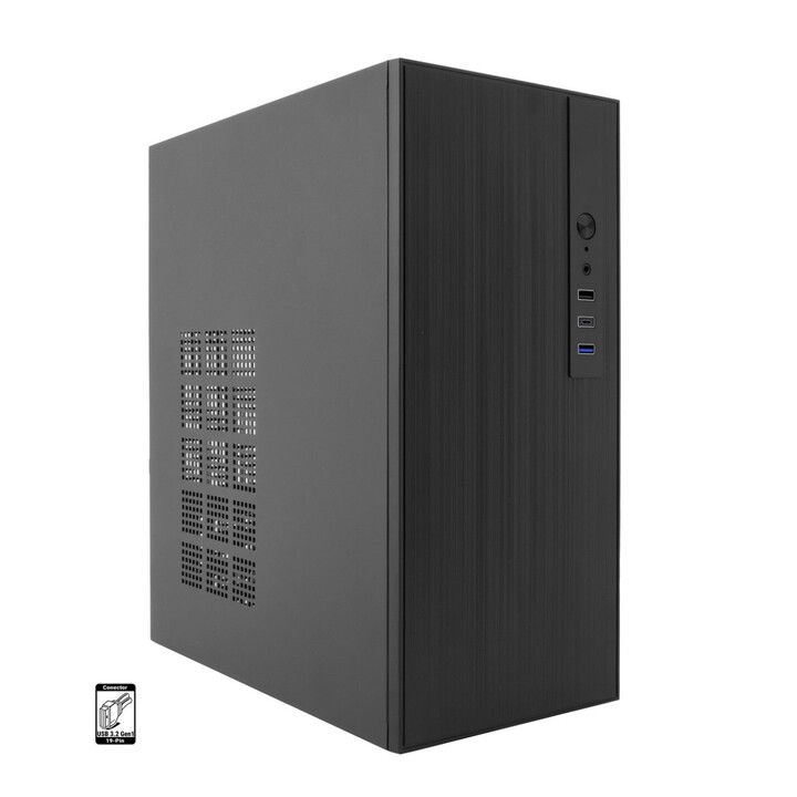 Micro ATX case coolbox m460 gpu max 250mm 1x3.5/2.5 1x2.5/2.5 usb-c 3.2 without fa black color
