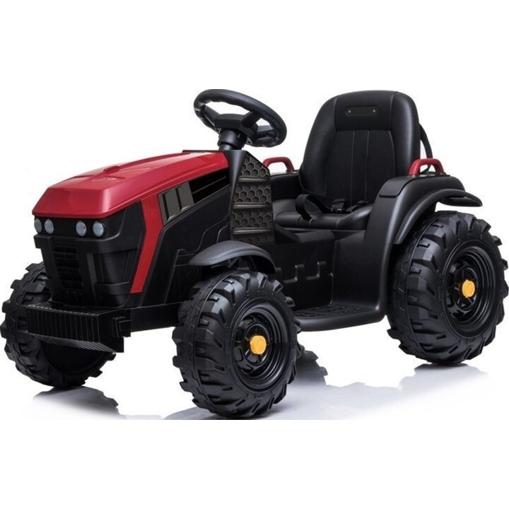 LEANToys BDM0925 26566501 Batteriebetriebener Traktor mit Anhänger, EVA-Räder, MP3, rot