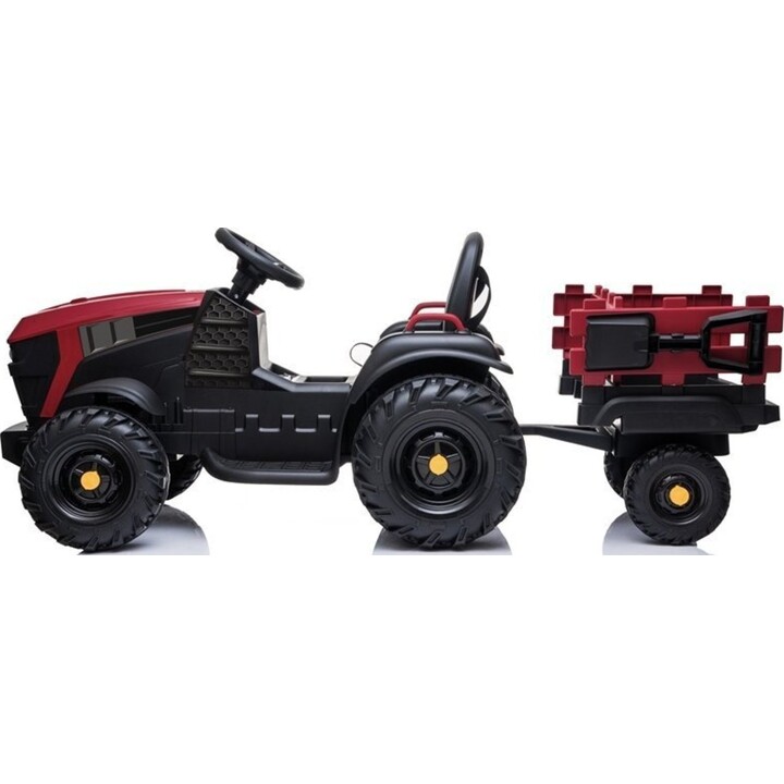 LEANToys BDM0925 26566501 Trattore a batteria con rimorchio, ruote in EVA, MP3, rosso