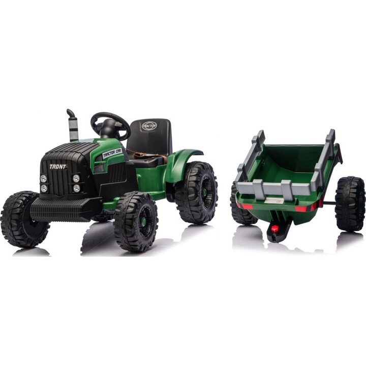 LEANToys CH9959B 28770 Tracteur électrique 24 V avec remorque, vert foncé