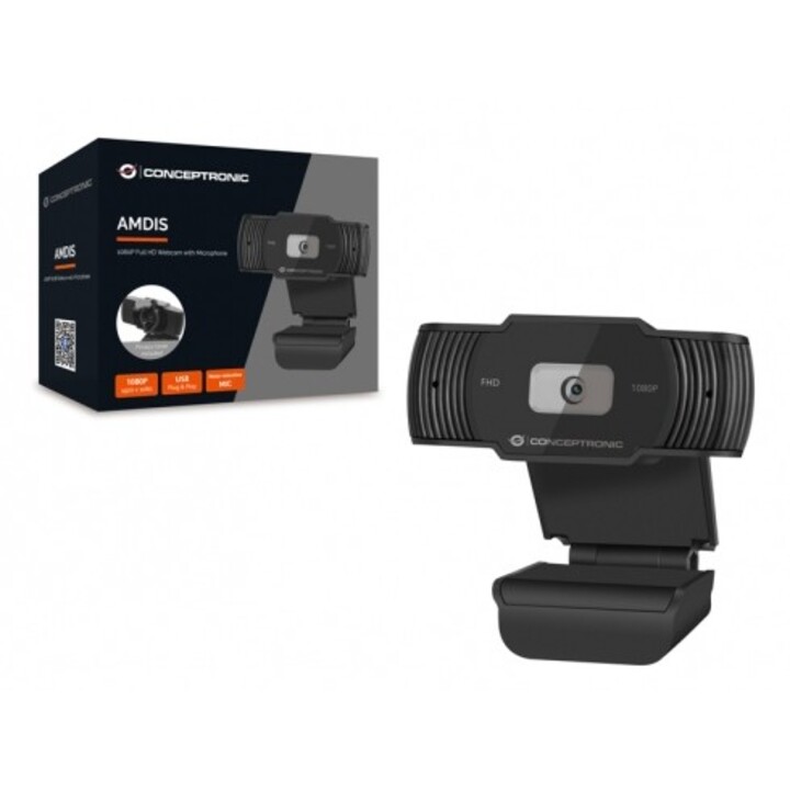 Webcam fhd conceptronic amdis04 1080p usb fixed focus 3.6mm 30 fps viewing angle 65? integrated microphone