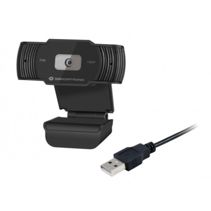 Webcam fhd conceptronic amdis04 1080p usb fixed focus 3.6mm 30 fps viewing angle 65? integrated microphone