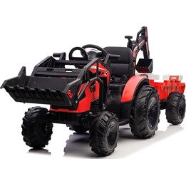 LEANToys SX2068 29003 Escavadora a bateria com reboque, vermelha