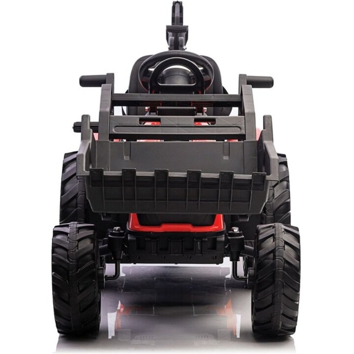 LEANToys SX2068 29003 Excavadora a batería con remolque, color rojo