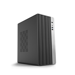 Gabinete Coolbox M870 MicroATX, para GPUs de até 265 mm, em aço SPCC resistente, com porta USB-C integrada, preto.
