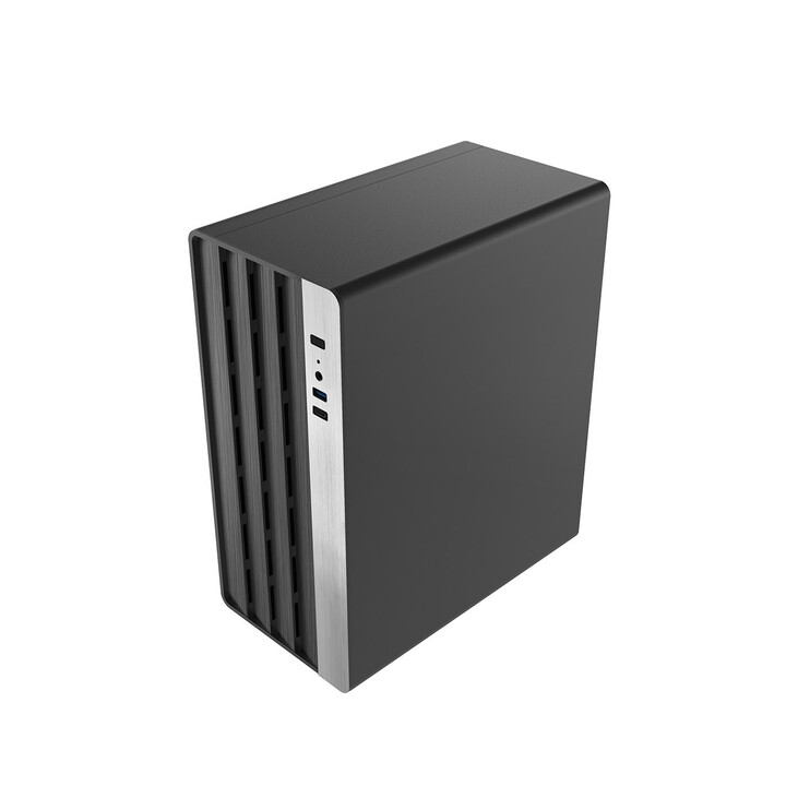 Gabinete Coolbox M870 MicroATX, para GPUs de até 265 mm, em aço SPCC resistente, com porta USB-C integrada, preto.