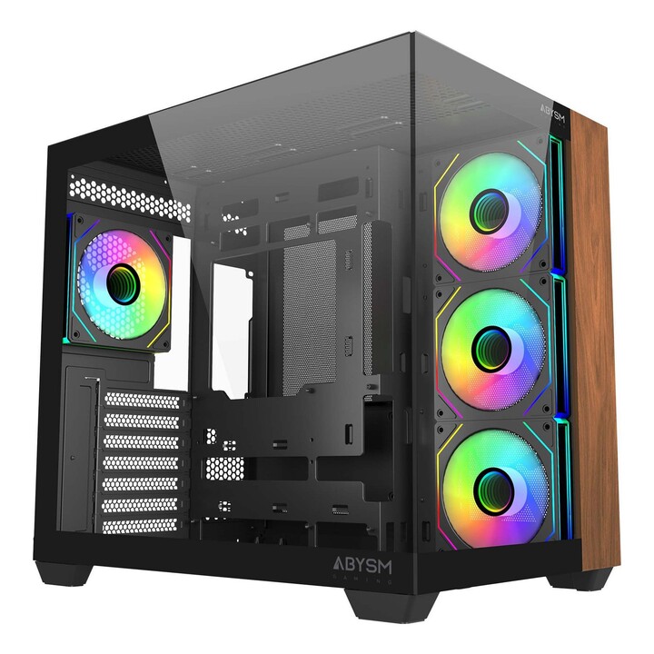 Abysm Sava 285b ATX Case without power supply, black wood, 3 USB-C bays, GPU, 410mm