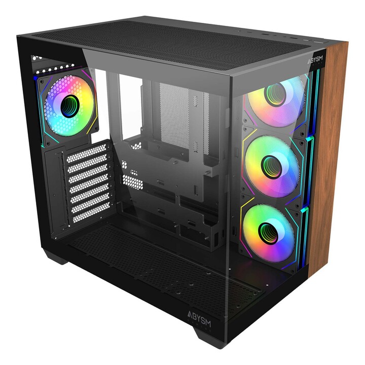 Abysm Sava 285b ATX Case without power supply, black wood, 3 USB-C bays, GPU, 410mm