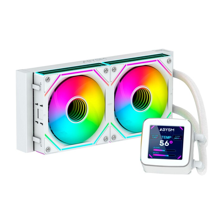 Abysm liquid cooling system ab324012 oceanic lcd 240 white argb dual fan