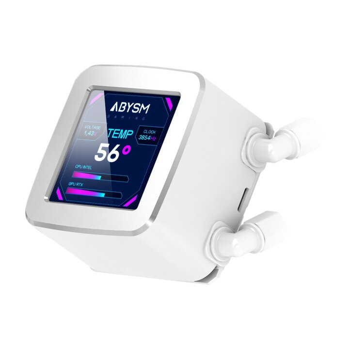 Abysm liquid cooling system ab324012 oceanic lcd 240 white argb dual fan