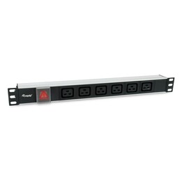1HE 19"-Rack-Steckdosenleiste mit 6 C19-Steckdosen, IEC20-Anschlussschalter 333319