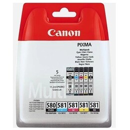 Pack of 5 Original CANON 580/581 BK+C+M+Y Black Photo Cartridges - 2078C007 [ML-11]