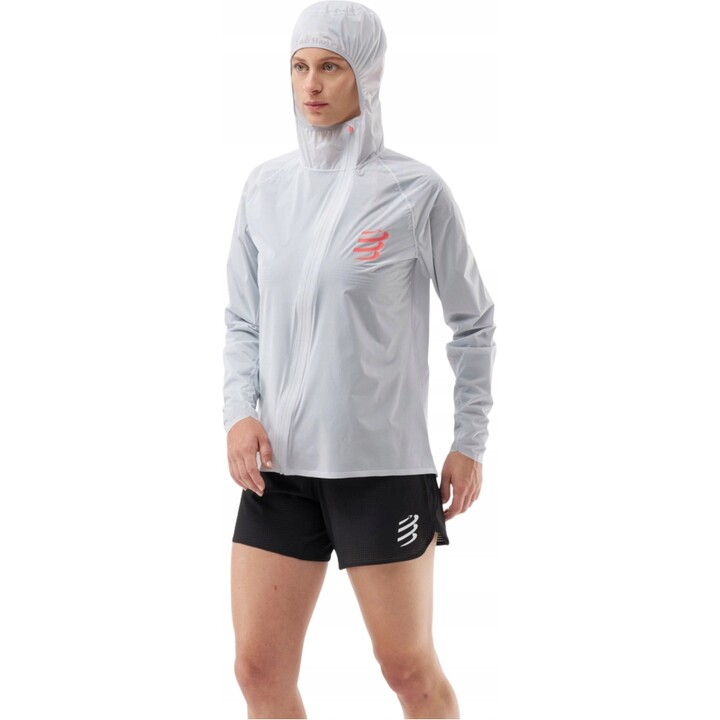Chaqueta impermeable Compressport Hurricane 10/10 para mujer, color gris amanecer, talla M, 663558