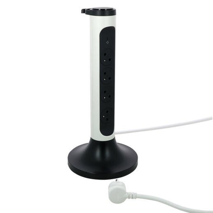 Rallonge électrique 4x2PZ Blanc/Noir 2m