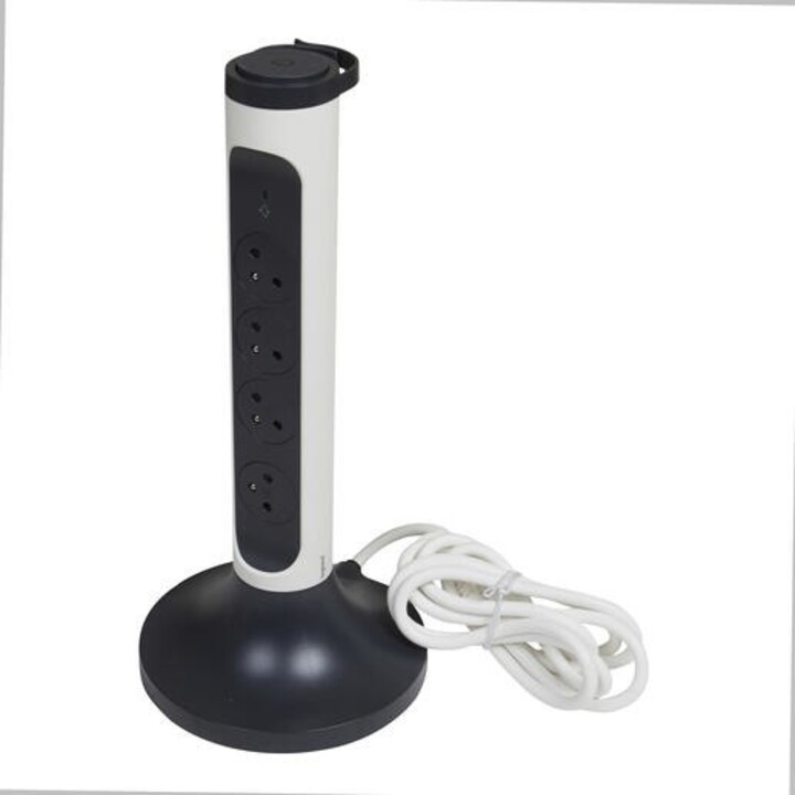 Rallonge électrique 4x2PZ Blanc/Noir 2m