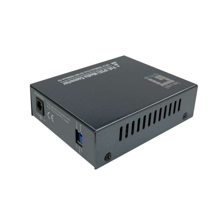Levelone Gigabit-Medienkonverter RJ45 auf SC, PoE PSE Singlemode 1310nm 20km GVT-2014