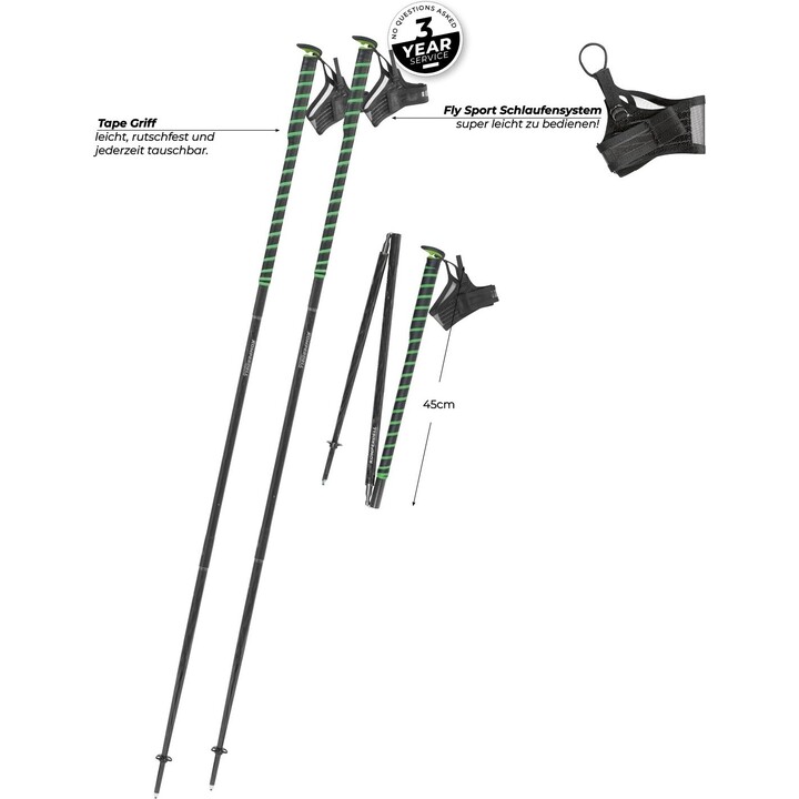 Bastones de trail running Komperdell FXP Composite 682000, verde, 120 cm