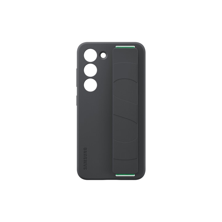 Custodia in silicone nera con impugnatura ergonomica per Samsung Galaxy S23, modello EF-GS911TBEGWW