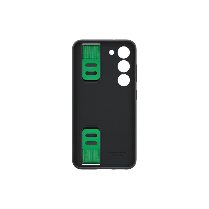 Custodia in silicone nera con impugnatura ergonomica per Samsung Galaxy S23, modello EF-GS911TBEGWW
