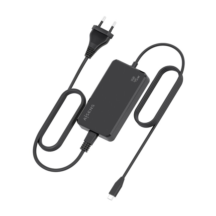 Carregador de mesa Aisens GaN ASCH-1PD45D067-BK/ 1x USB Tipo C/ 45 W