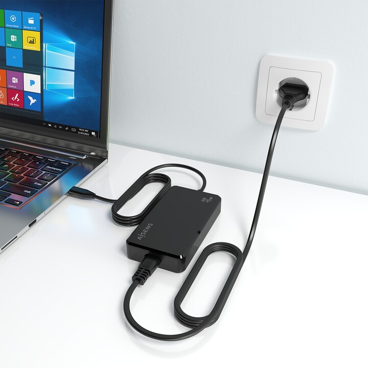 Carregador de mesa Aisens GaN ASCH-1PD45D067-BK/ 1x USB Tipo C/ 45 W