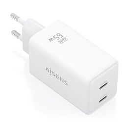 Chargeur mural Aisens GaN ASCH-65W2P078-W / 2 ports USB Type-C / 65 W / Blanc