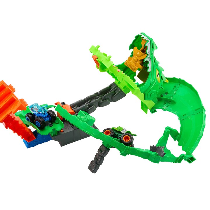 Hot Wheels Monster Trucks -Coffret Piste Dragon Sharks vs. Dinos