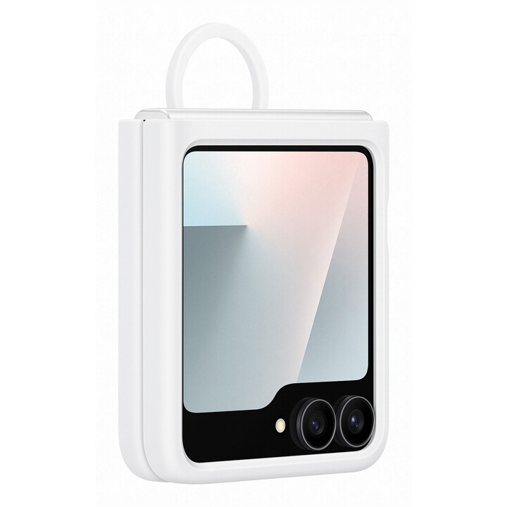 Étui en silicone blanc avec anneau pour Samsung Galaxy Flip6 / Flip7 FE, EF-PF741TWEGWW
