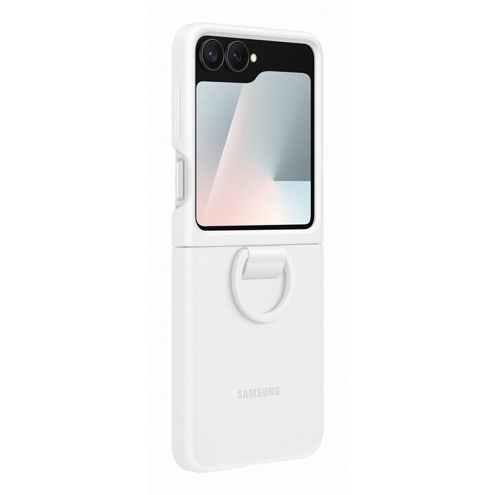 Capa de silicone Samsung com anel, branca, para Samsung Galaxy Flip 6 / Flip 7 FE, EF-PF741TWEGWW