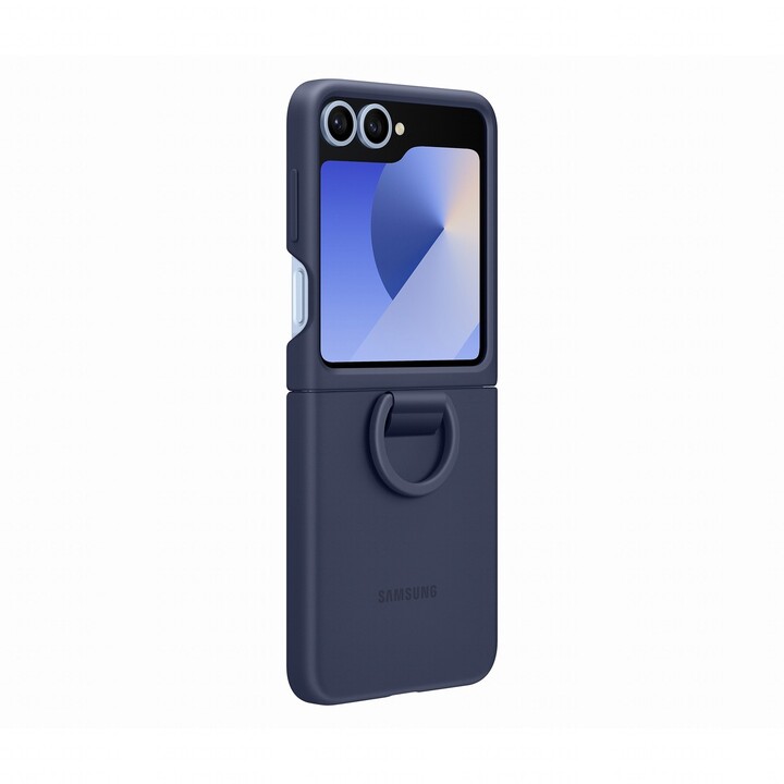 Étui en silicone bleu marine avec anneau pour Samsung Galaxy Flip6 / Flip7 FE, EF-PF741TNEGWW