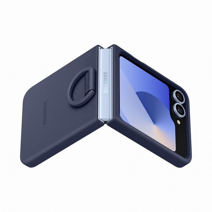 Étui en silicone bleu marine avec anneau pour Samsung Galaxy Flip6 / Flip7 FE, EF-PF741TNEGWW