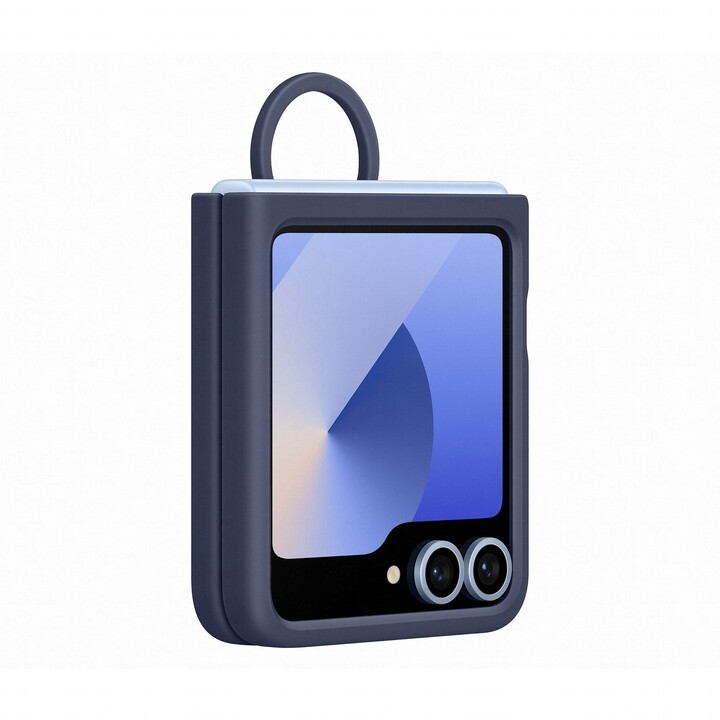 Étui en silicone bleu marine avec anneau pour Samsung Galaxy Flip6 / Flip7 FE, EF-PF741TNEGWW