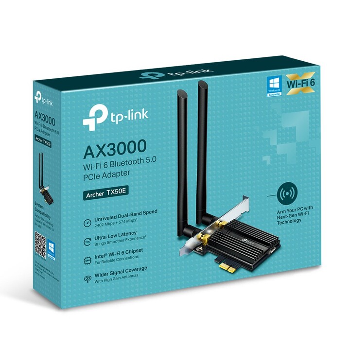 Placa de Rede Sem Fio TP-Link Archer TX50E - PCI Express / 3000Mbps / 2.4/5GHz