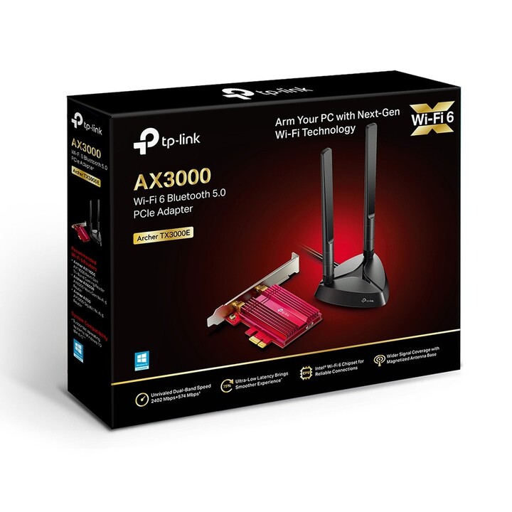 Placa de Rede Sem Fio TP-Link Archer TX3000E - PCI Express / 3000Mbps / 2.4/5GHz