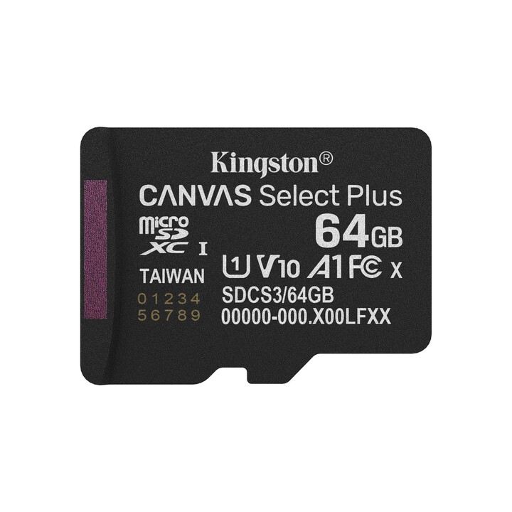 Scheda di memoria microSD XC Kingston CANVAS Select Plus da 64 GB con adattatore / Classe 10 / 100 MB/s