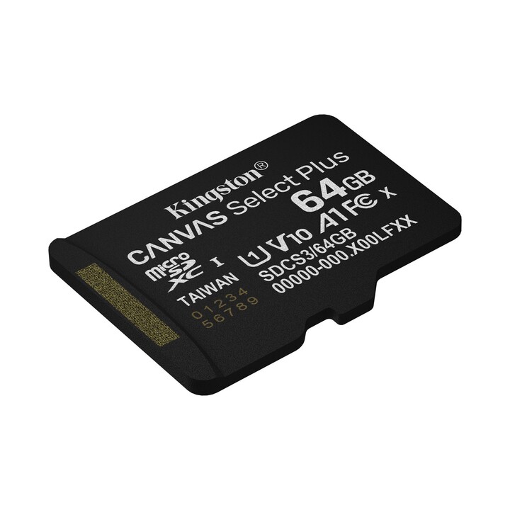 Carte mémoire microSD Kingston CANVAS Select Plus 64 Go XC avec adaptateur / Classe 10 / 100 Mo/s