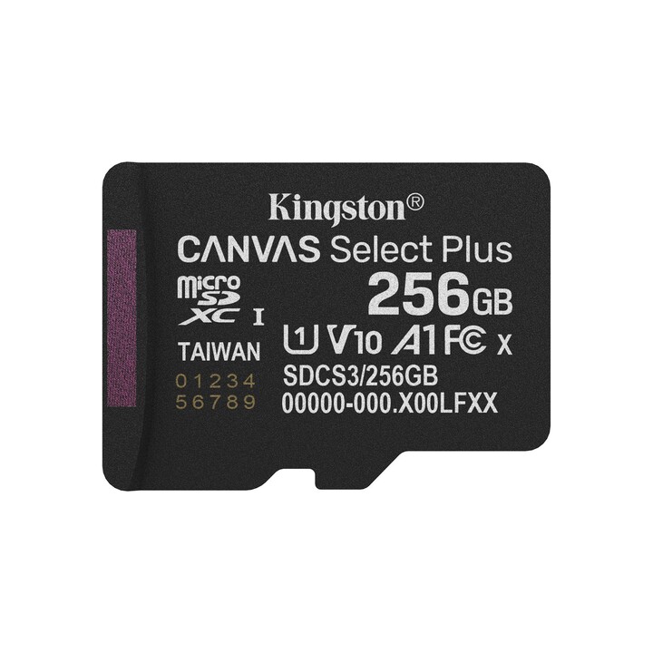 Carte mémoire microSD XC Kingston CANVAS Select Plus 256 Go avec adaptateur / Classe 10 / 150 Mo/s