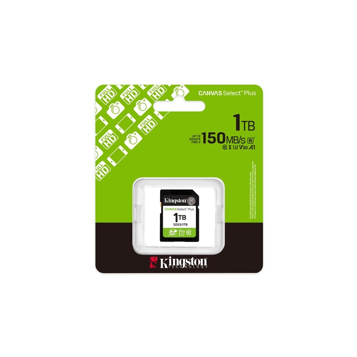 Cartão de memória Kingston CANVAS Select Plus 1TB SD XC / Classe 10 / 150MBs