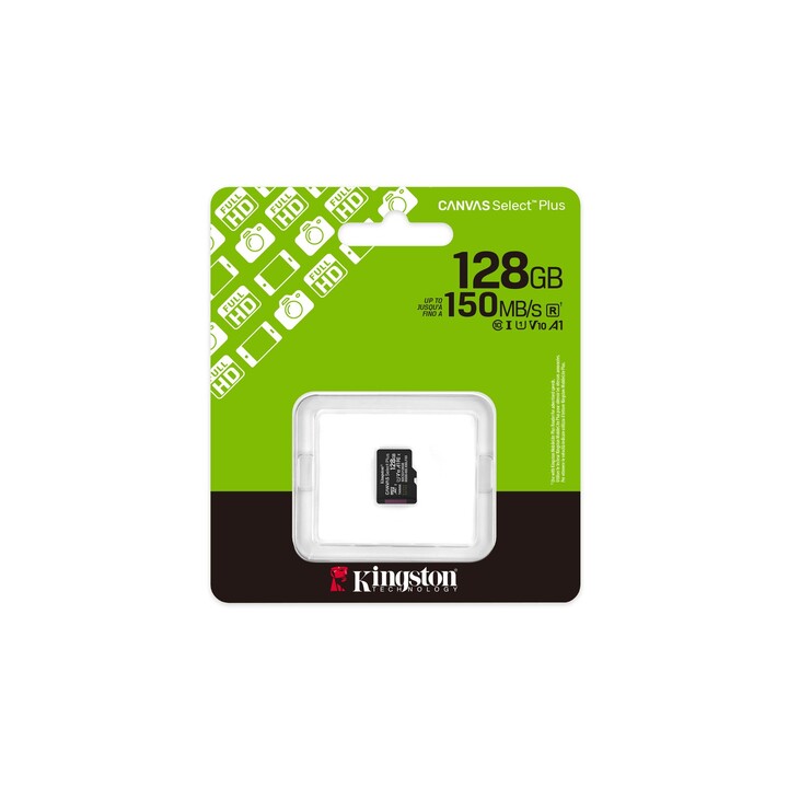 Cartão de memória microSD XC Kingston CANVAS Select Plus de 128 GB / Classe 10 / 150 MB/s